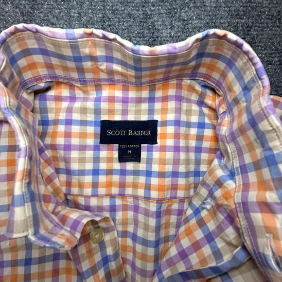 Scott Barber Collar Button Down Shirt 100% Cotton Size M - Picture 3 of 7